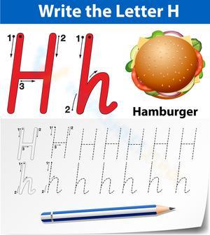 Printable Worksheet for Practicing Cursive H 