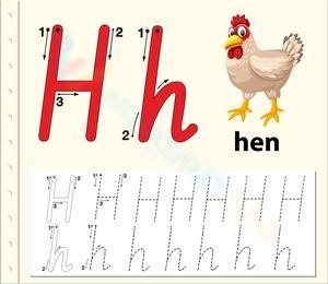 Tracing Worksheet: Letter H with a Hen!