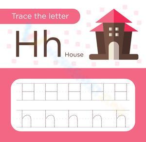 Letter H for House Tracing Worksheet
