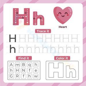 Learning Letter H by Tracing, Recognizing and Coloring 