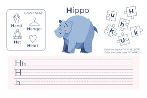 Letter H Handwriting Worksheet | Grade K-1 Printable
