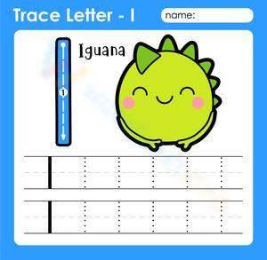 Trace with Me! Letter I and Iguana