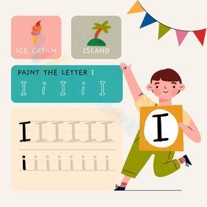 Letter I Painting & Handwriting Worksheet