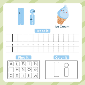 Trace, Find and Color Letter I Worksheet