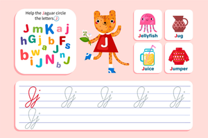Find and Write Cursive Letter J Worksheet