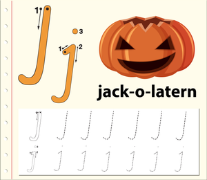 Letter J Tracing Worksheet with Jack-o-lantern