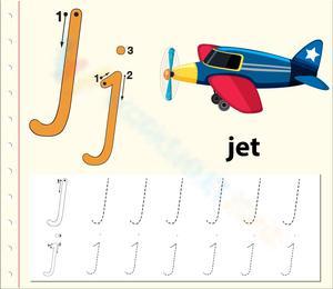 Learn to Write Letter J with Jet Plane 