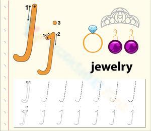 Tracing & Jewelry: Letter J Worksheets