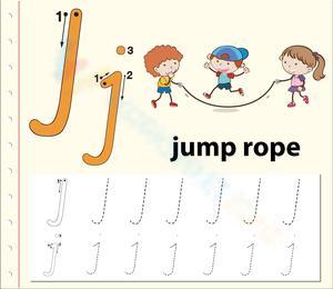 J is for Jump rope: Handwriting Worksheets