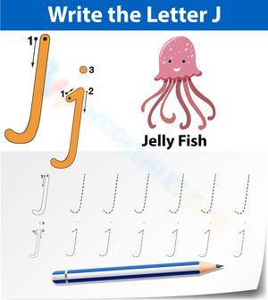 Tracing & Writing Letter J: Kindergarten Worksheet