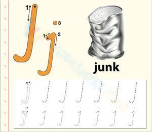 Learn to Write Letter J with Junk 