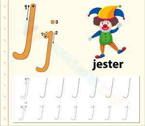 J is for Jester: Handwriting Worksheets
