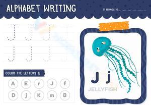 Tracing and Coloring: Letter J Worksheet
