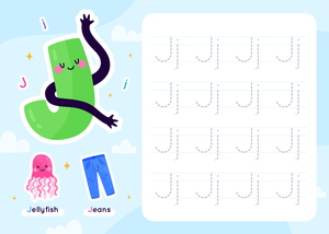 Tracing Letter J Worksheet for Preschoolers