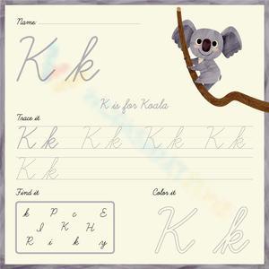 Letter K For Koala Tracing Practice