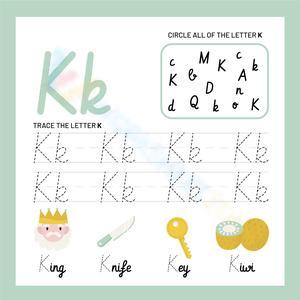 Circle and Trace the Cursive Letter K Worksheet