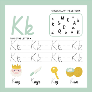 Circle and Trace the Cursive Letter K Worksheet