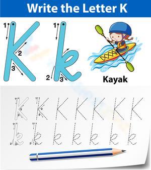 Tracing worksheet: Cursive Letter K