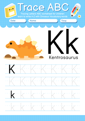 Trace ABC: Letter K Tracing Practice