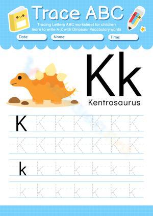 Trace ABC: Letter K Tracing Practice