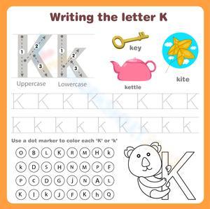 Writing the Letter K: Handwriting Skills Practice
