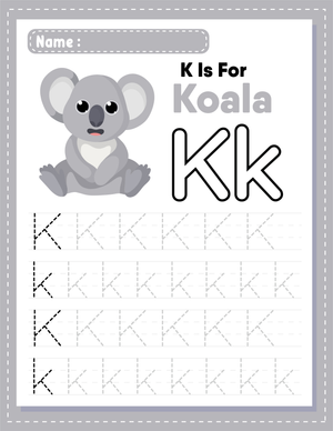 K is for Koala: Free Letter Tracing Worksheet
