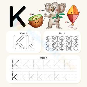 Letter K - Tracing, Coloring and Finding