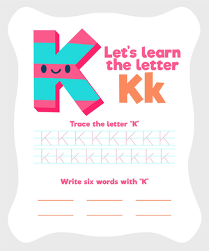 Grade 1 Letter K — Printable No-Prep Worksheet