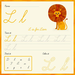 Cursive Letter L Printable Worksheet | Grade 1