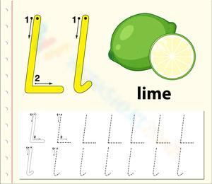 Learn to write Letter L with Lime Picture