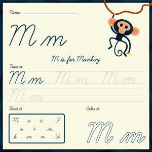 Trace, Find, and Color the Cursive M