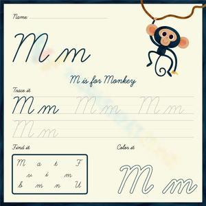 Trace, Find, and Color the Cursive M