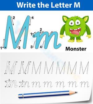 Letter M Tracing: M is for Monster