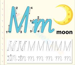 Letter M Tracing - M is for Moon