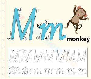Letter M Tracing - M is for Monkey