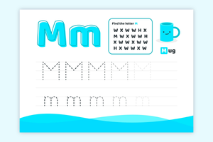 Fun with M! Letter Tracing and Finding Worksheet