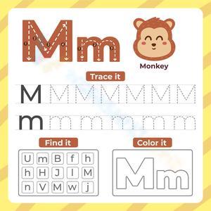 Trace, Find, and Color the Letter M