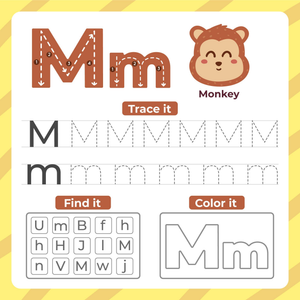 Trace, Find, and Color the Letter M