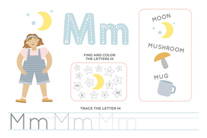 Find, Color and Trace Letter M