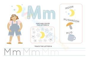 Find, Color and Trace Letter M