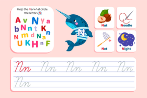 Find, Trace, and Write the Cursive N