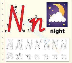 N is for Night Tracing Worksheet