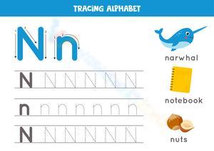 Tracing Letter N Worksheet - Printable PDF