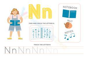 Circle and Trace Letter N Worksheet