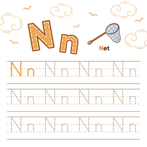 Tracing Letter N: Alphabet Practice Worksheet