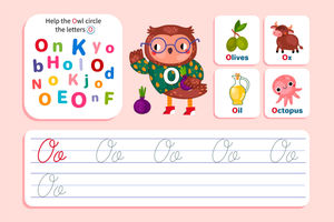 Find and Trace Cursive Letter O Worksheet