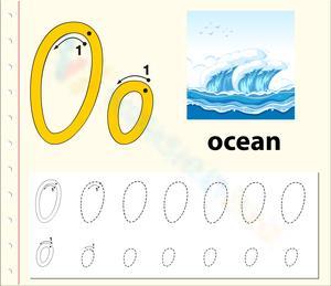 Ocean-Themed Letter O Tracing