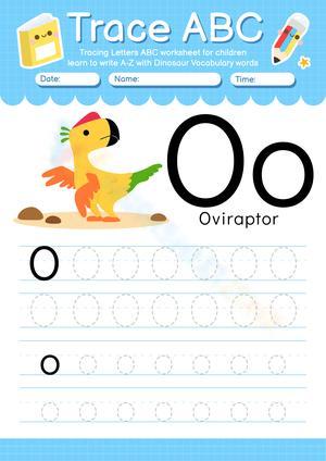 Trace the Letter O with Dinosaur Worksheet