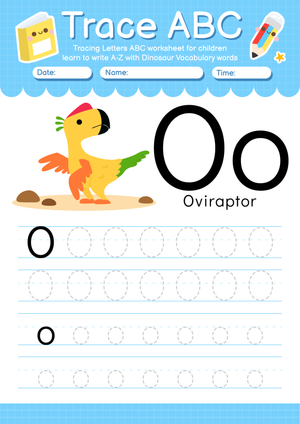 Trace the Letter O with Dinosaur Worksheet