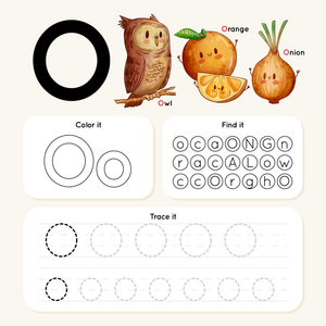 Letter O: Color, Find and Trace